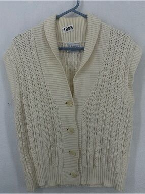 Herald House Button Sleeveless Vest Cardigan Medium Cream